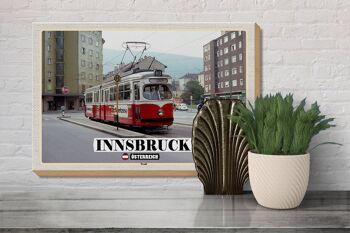 Panneau en bois voyage Innsbruck Autriche Pradl ville 30x20cm 3