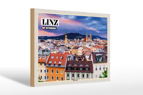 Holzschild Reise Linz Österreich Innere Stadt 30x20cm