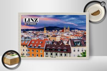 Panneau en bois voyage Linz Autriche centre-ville 30x20cm 2