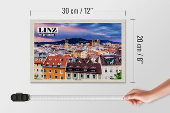 Panneau en bois voyage Linz Autriche centre-ville 30x20cm 4
