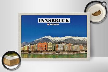 Panneau en bois voyage Innsbruck Autriche Montagnes Hötting 30x20cm 2