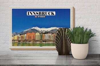 Panneau en bois voyage Innsbruck Autriche Montagnes Hötting 30x20cm 3