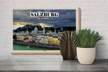 Panneau en bois voyage Salzbourg Autriche vieille ville 30x20cm 3