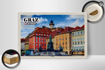 Panneau en bois voyage Graz Autriche vieille ville 30x20cm 2