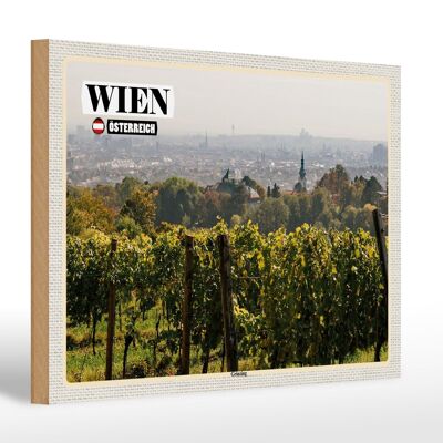 Cartello in legno viaggio Vienna Austria Grinzing campi di vino 30x20cm