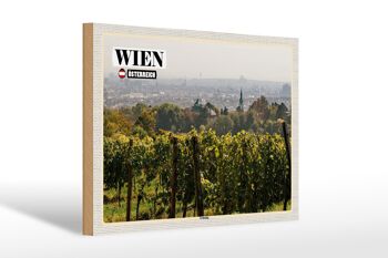 Panneau en bois voyage Vienne Autriche Champs de vin Grinzing 30x20cm 1