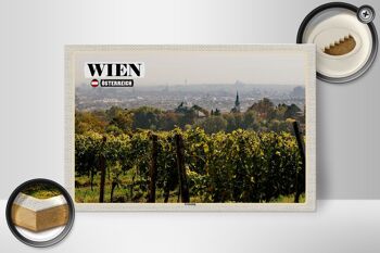 Panneau en bois voyage Vienne Autriche Champs de vin Grinzing 30x20cm 2