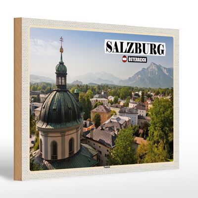 Cartel de madera viaje Salzburgo Nonntal Austria 30x20cm