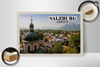 Panneau en bois voyage Salzbourg Nonntal Autriche 30x20cm 2