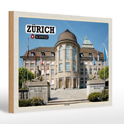 Holzschild Reise Zürich Schweiz Universität Zentrum 30x20cm