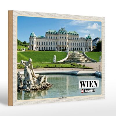 Cartel de madera viaje Viena Austria Palacio Belvedere 30x20cm
