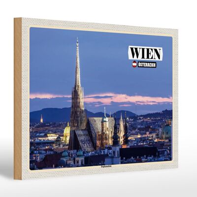 Holzschild Reise Wien Österreich Stephansdom 30x20cm