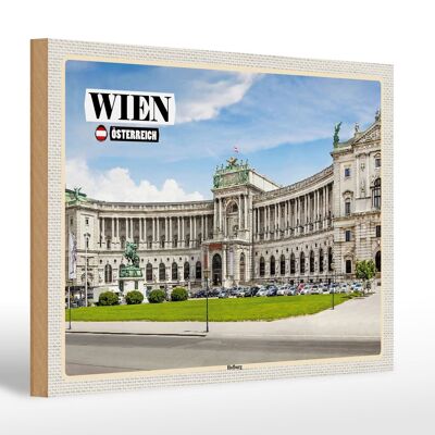 Cartello in legno viaggio Vienna Austria architettura Hofburg 30x20cm