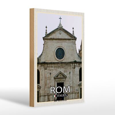 Cartel de madera viaje Roma Italia Basílica Santa María 20x30cm