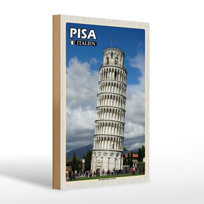 Cartel de madera viaje Pisa Torre Inclinada Italia 20x30cm regalo