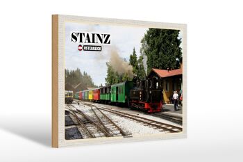 Panneau en bois voyage Stainz Autriche musée chemin de fer 30x20cm 1
