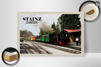 Panneau en bois voyage Stainz Autriche musée chemin de fer 30x20cm 2