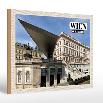 Holzschild Reise Wien Österreich Albertina 30x20cm Geschenk