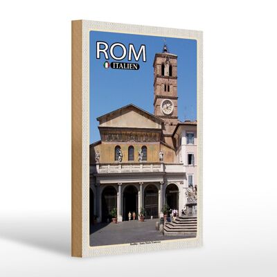 Holzschild Reise Rom Basilika Santa Maria Trastevere 20x30cm