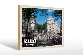 Panneau en bois voyage Vienne Autriche Mariahilfer Straße 30x20cm 1