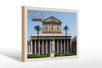 Panneau en bois voyage Rome Italie Basilique Saint Paul 30x20cm 1