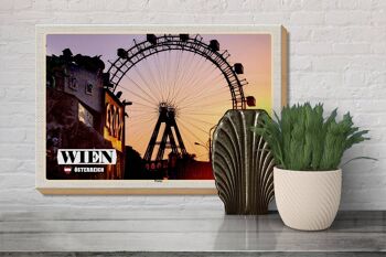 Panneau en bois voyage Vienne Autriche Prater Grande roue 30x20cm 3