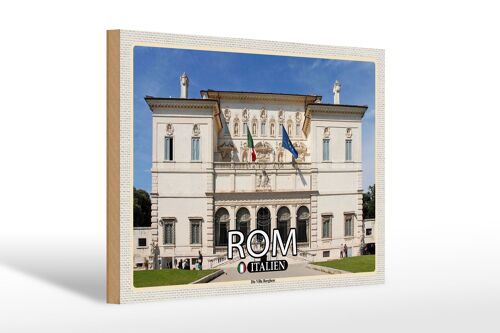 Holzschild Reise Rom Italien Die Villa Borghese 30x20cm