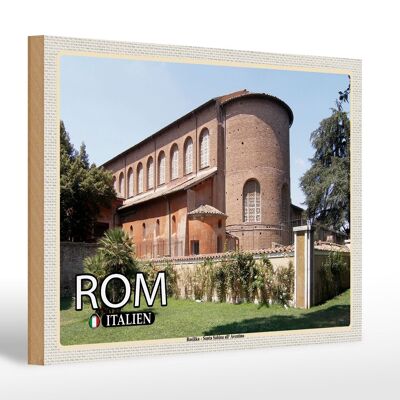 Panneau en bois voyage Rome Santa Sabina All'Aventino 30x20cm