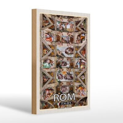 Cartel de madera viaje Roma Capilla Sixtina 20x30cm regalo