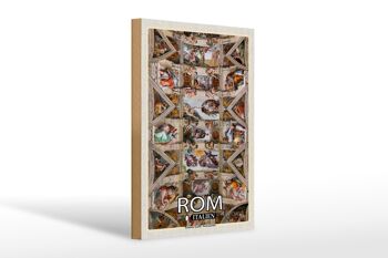 Panneau en bois voyage Rome Chapelle Sixtine 20x30cm cadeau 1