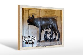 Panneau en bois voyage Rome Italie Louve du Capitole 30x20cm 1