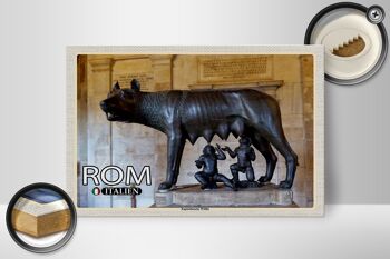 Panneau en bois voyage Rome Italie Louve du Capitole 30x20cm 2
