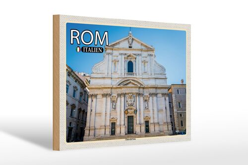 Holzschild Reise Rom Italien Chiesa del Gesu 30x20cm