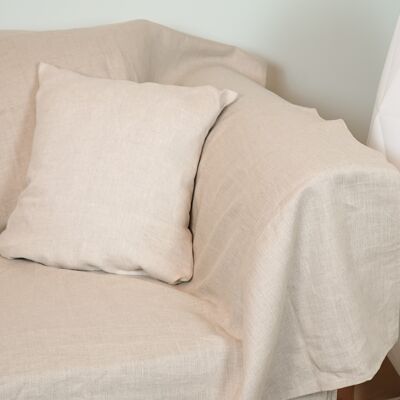 Stylish natural linen couch cover in Natural, 180x280 cm