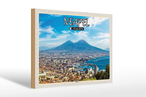 Holzschild Reise Neapel Italien Vesuv 30x20cm Geschenk