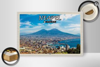 Panneau en bois voyage Naples Italie Vésuve 30x20cm cadeau 2