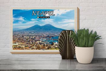 Panneau en bois voyage Naples Italie Vésuve 30x20cm cadeau 3