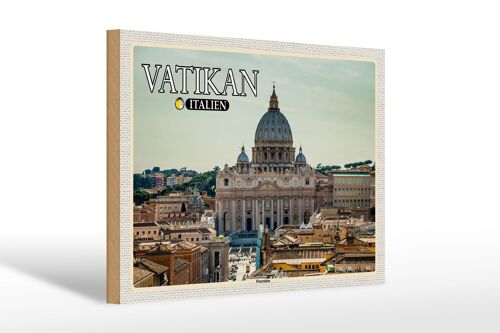 Holzschild Reise Vatikan Italien Petersdom Papst 30x20cm