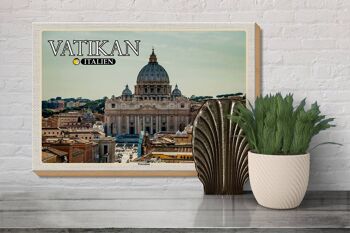 Panneau en bois voyage Vatican Italie Basilique Saint-Pierre Pape 30x20cm 3