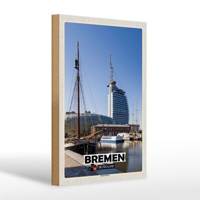 Cartel de madera ciudades Bremen Alemania Böttcherstrasse 20x30cm