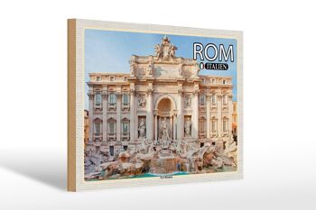 Panneau en bois voyage Rome Italie Fontaine de Trevi sculpture 30x20cm 1