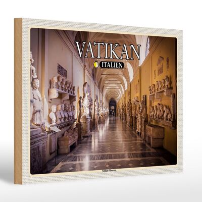 Cartel de madera viaje Vaticano Italia Museo Vaticano 30x20cm