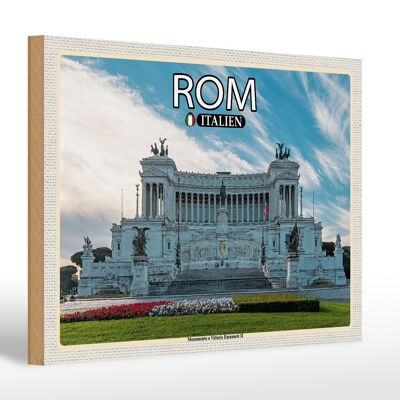 Cartello in legno da viaggio Roma Monumento Vittorio Emanuele II 30x20cm