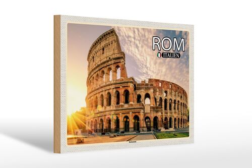 Holzschild Reise Rom Italien Kolosseum Architektur 30x20cm