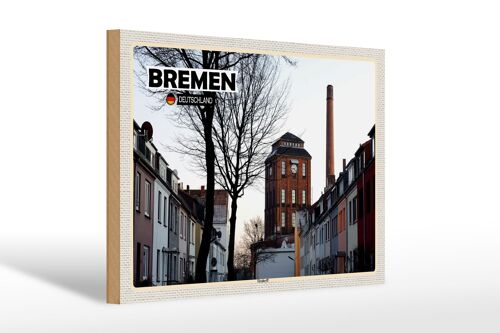 Holzschild Städte Bremen Deutschland Findorff Fabrik 30x20cm