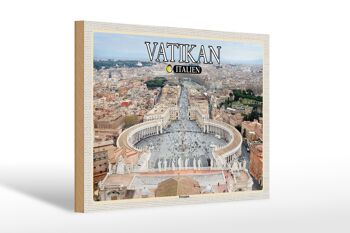 Panneau en bois voyage Vatican Italie Place Saint-Pierre 30x20cm 1