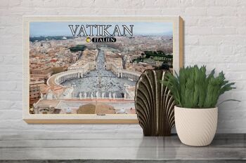 Panneau en bois voyage Vatican Italie Place Saint-Pierre 30x20cm 3
