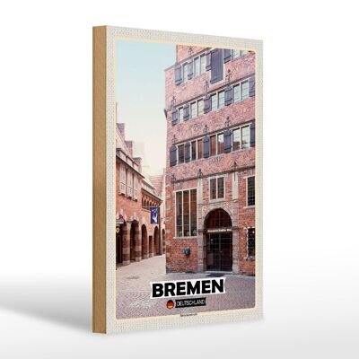 Cartello in legno città Brema Germania Bremerhaven 20x30 cm