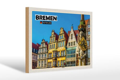 Holzschild Städte Bremen Deutschland Altstadt 30x20cm