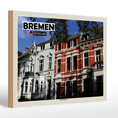 Cartel de madera ciudades Bremen Alemania Schwachhausen 30x20cm